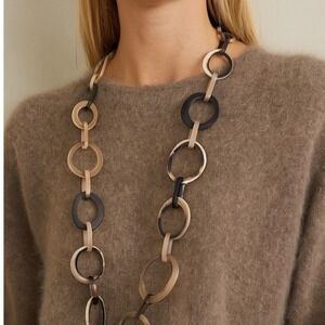 Statement Necklace Horn Bone Resin Link Chain Long Necklace Chunky Peruvian Soul